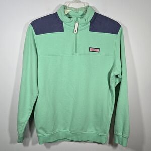 Vineyard Vines Mint Green and Navy Zip Up Sweater